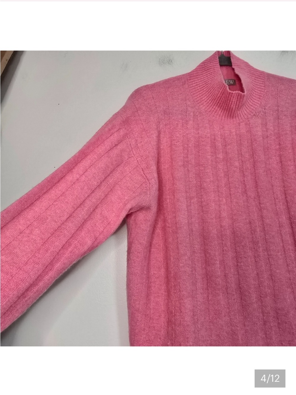 J. Crew Sweater Ribbed Mockneck in supersoft yarn Pink Oversized Relaxed